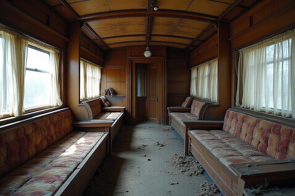 修繕前の損傷した御料車内装